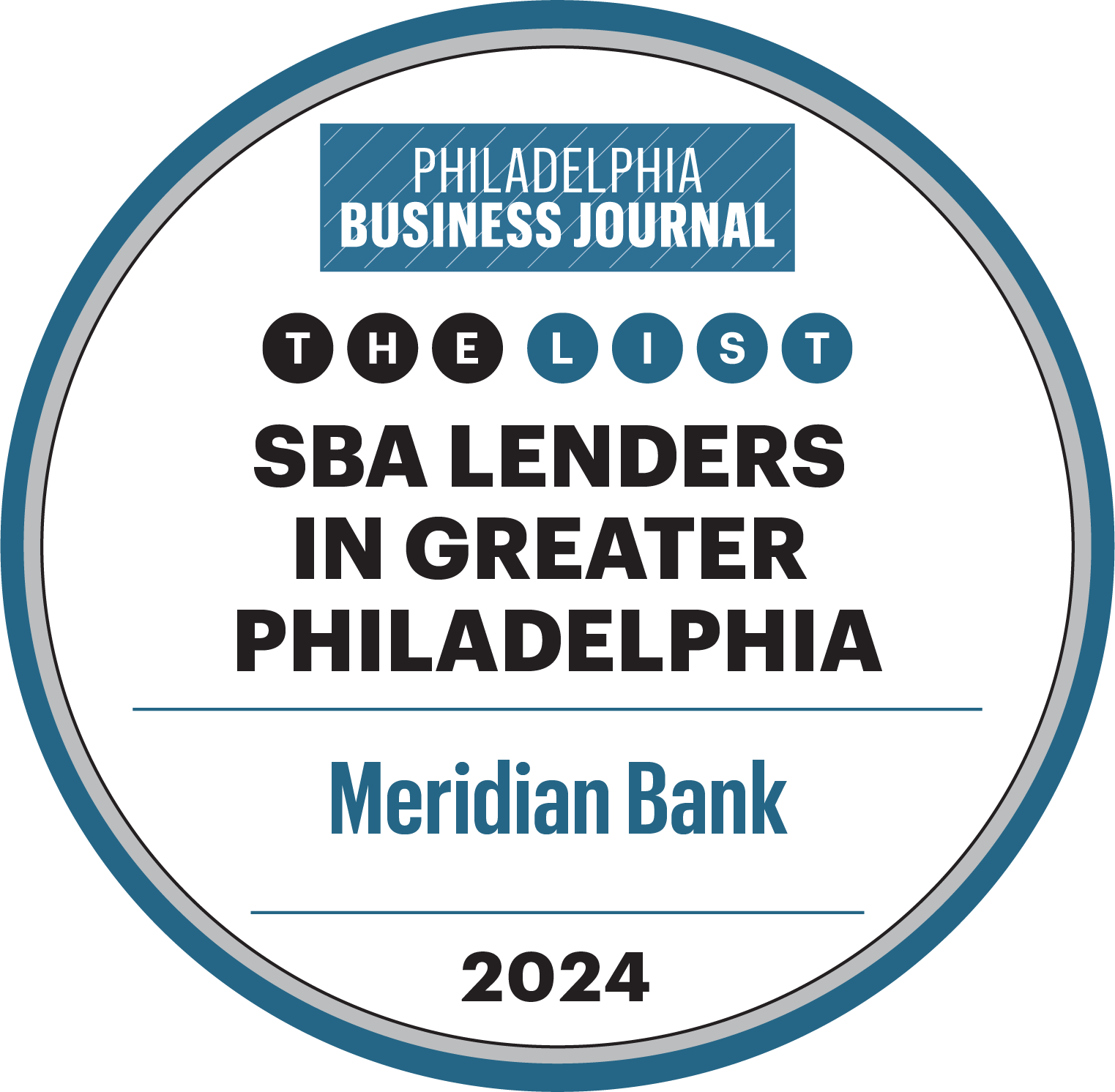 Philadelphia Business Journal | THE LIST | SBA Lenders in Philadelphia | Meridian Bank | 2024